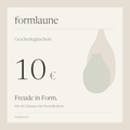 formlaune Geschenkgutschein über 10 Euro – Elfenbein, Sand und Oliv mit abstrakten Vasenformen