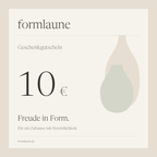 formlaune Geschenkgutschein über 10 Euro – Elfenbein, Sand und Oliv mit abstrakten Vasenformen