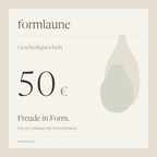 formlaune Geschenkgutschein über 50 Euro – Elfenbein, Sand und Oliv mit abstrakten Vasenformen
